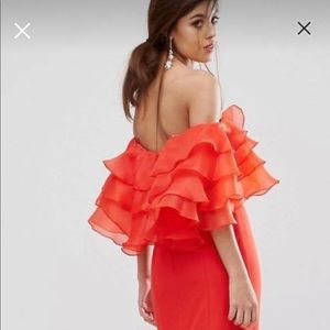 ASOS red off the shoulder dress
